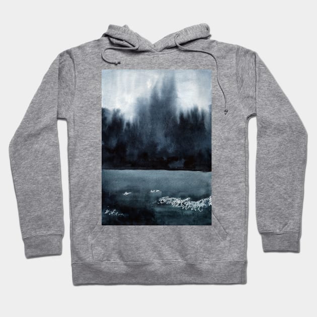 Watercolor landscape sky clouds Hoodie by Olga Berlet